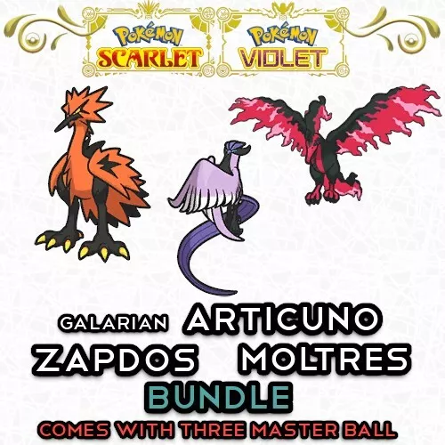 Ultra Sqaure Shiny 6IV Galarian Articuno, Zapdos, and Moltres Legendary  Birds Event Pokemon Holding Master Balls for Sword, Shield, Scarlet, and  Violet - elymbmx