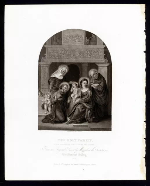 LA SACRA FAMIGLIA, di MAZZOLINO , incisione, 1850, passepartout gratis