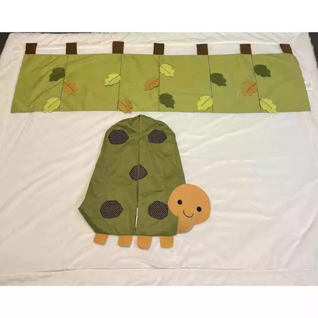 LAMBS & IVY 2014 Valance & Diaper Holder Olive Green Leaves Turtle Baby Nursery