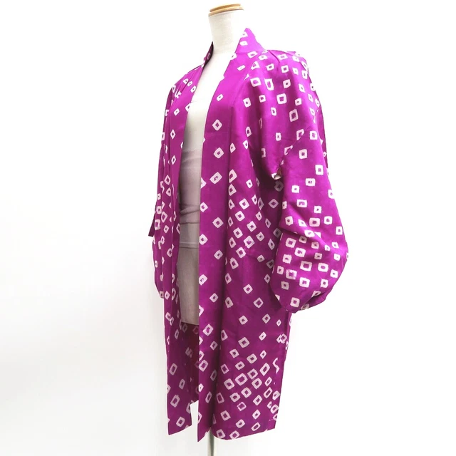 9289F1 Silk Vintage Japanese Kimono Haori Jacket Shibori