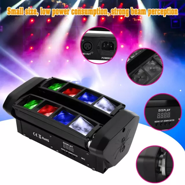 Mini Spider Light NIPEECO Moving Head Bühnenlicht 48W 8 LEDs 4in1 Party Schwarz 2