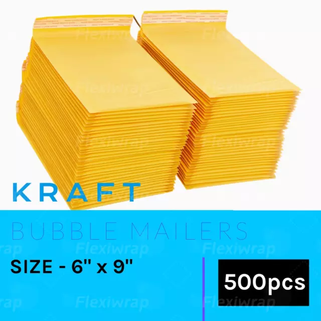 500 PCS | Kraft Bubble Mailers #0 6"x9" Shipping Mailing Padded Envelope Bags