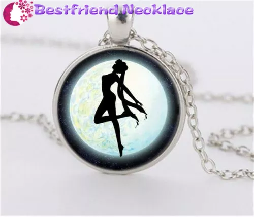 NEW Silver Anime Sailor Moon Jewelry Glass Dome Pendant Necklace#NS10