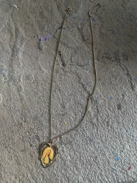 Vintage Collana Cristianesimo Mamma Mary Cuore Rotto Chiusura NG