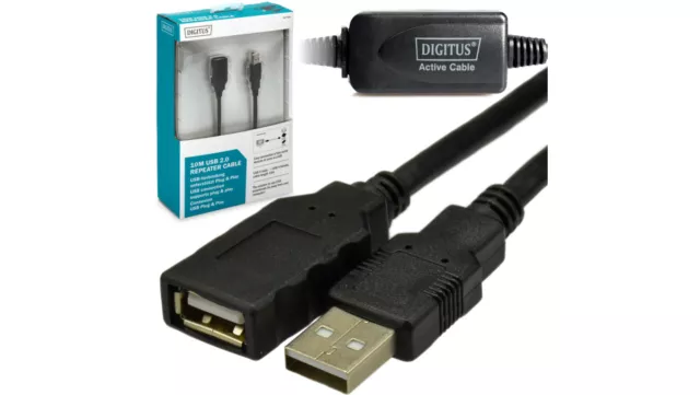 Verlängerungskabel USB 2.0 HighSpeed Typ USB A/USB AM/Ż aktiv schwarz 1 /T2DE