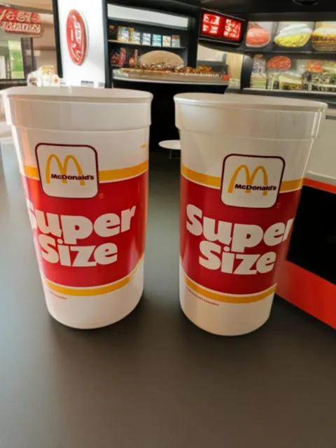 Vintage 1988 McDonalds Super Size Plastic Cups Set Of Two