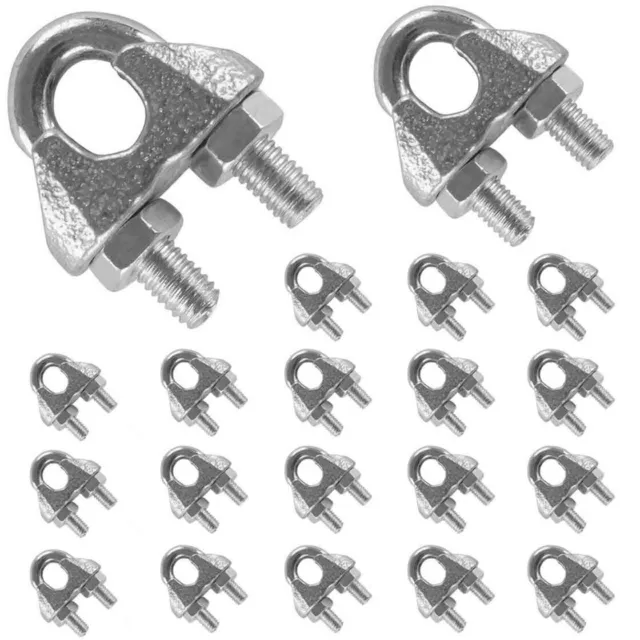 Set 20x Serre-Câble pour Ø 6 MM Cordes Galvanisé Câble Corde en Acier Pince