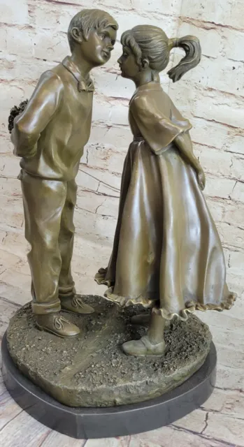 Bronze Sculpture, Hand Made Statue Children Loving Mother Day Kiss Figurine Gift