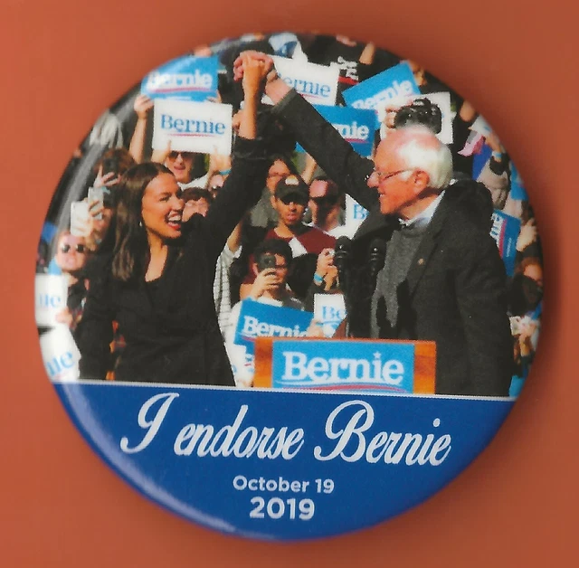 2020 Bernie Sanders 2.25" / "Ocasio-Cortez Endorsement" Campaign Button(Pin08)