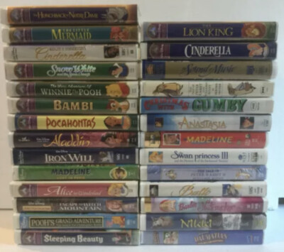 HUGE LOT OF 27 VHS Disney, Plus Children’s- Animated & Live Action