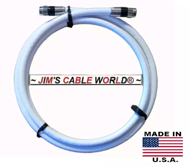 JIMS CABLE WORLD 6" Inch 1 2 3 4 5 Or 6 Ft White Dual-Shield RG6 75Ω Coax Cable