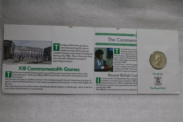 🧭 🇬🇧 GB/UK Commonwealth Games 1986 Commemorative £2. Dairy Crest Presentation