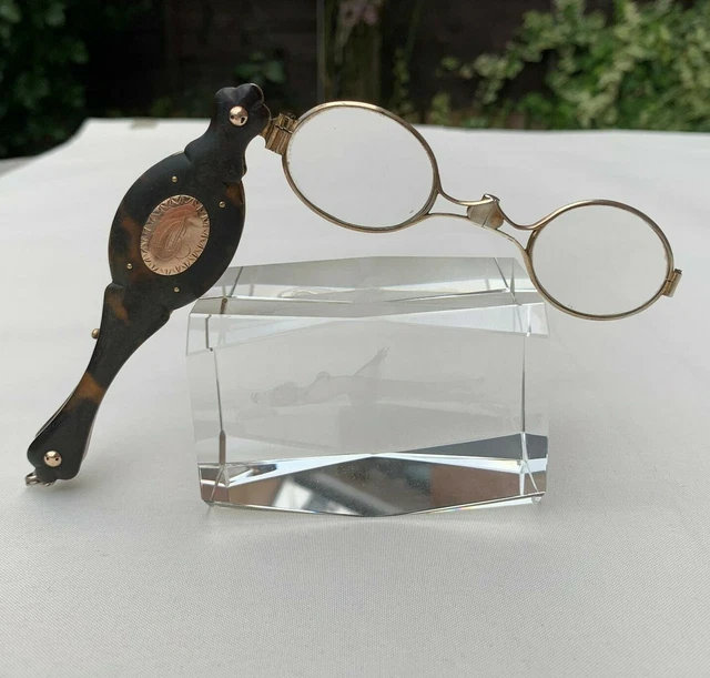 Edwardian French Sterling Silver Faux Tortoiseshell Folding Lorgnettes ca.1900's