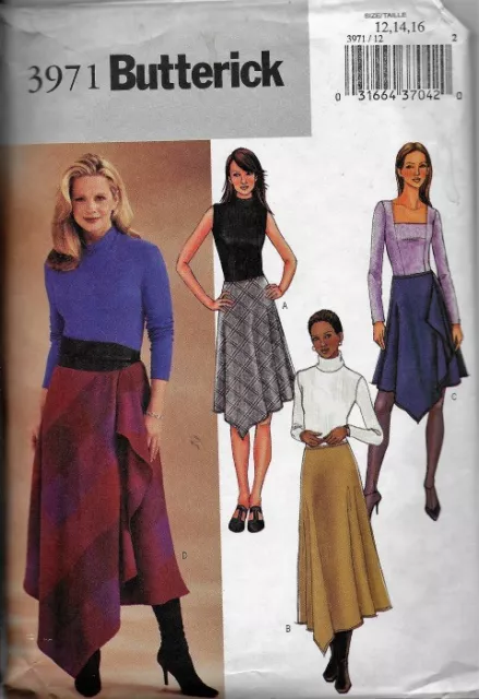 Butterick Sewing Pattern 3971 Misses' SKIRT Shaped Hem, EASY TO SEW 12, 14, 16