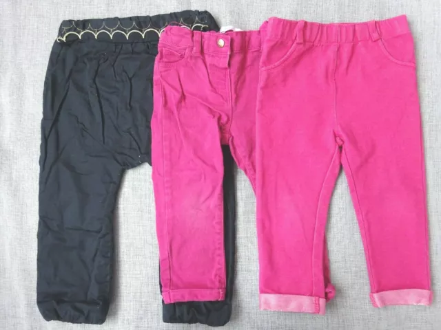 3 Pantaloni per Bambine " Kiabi G Baby " Buone Condizioni Taglia 24 Mese 2 Anni