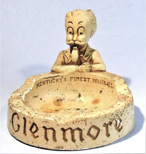 Vintage Glenmore Distillery Kentucky Colonel Chalkware Advertising Ashtray