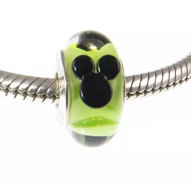 Chamilia 925 sterling silver Disney GREEN MICKEY MOUSE MURANO charm bead