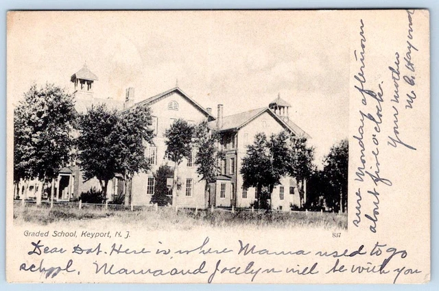 1906 Keyport New Jersey Graded School "Where Mama Used To Go To School" Postcard