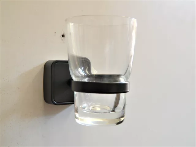 Soporte de Bombilla Keuco Smart Negro Mate, Vaso de Cepillo de Dientes, Pared