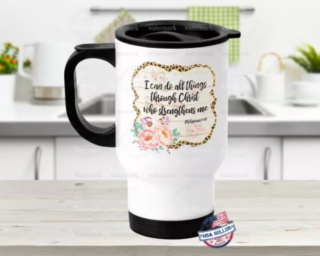 Personalized Stainless Steel Tumbler 14oz Mug I Can Do All Things Through Christ
