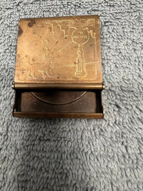 VINTAGE 1946-51 Brass 6 Year Calendar Match Book Case Holder Dog & Fire Hydrant VINTAGE 1946-51 Brass 6 Year Calendar Match Book Case Holder Dog & Fire Hydrant