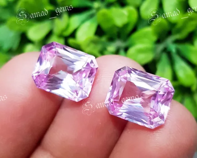 8 to 10 Ct 2 PC Natural Flawless Pink Morganite Loose Emerald Cut Gemstone