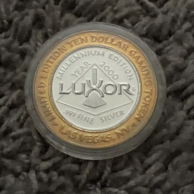 Vintage Limited Edition Ten Dollar Gaming Token Luxor Las Vegas 2000 .999 Silver