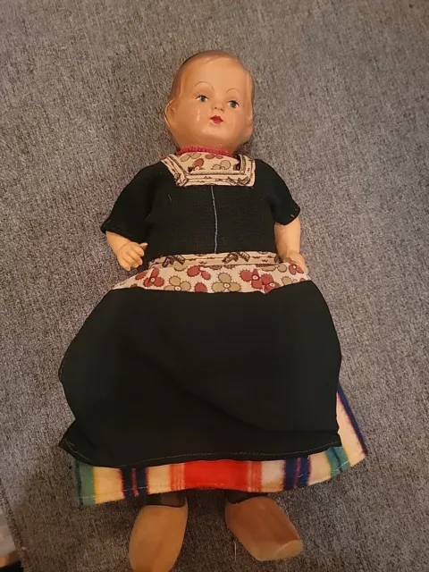 1930s Antique German  Celluloid Head  Cloth Body Dutch Girl Doll