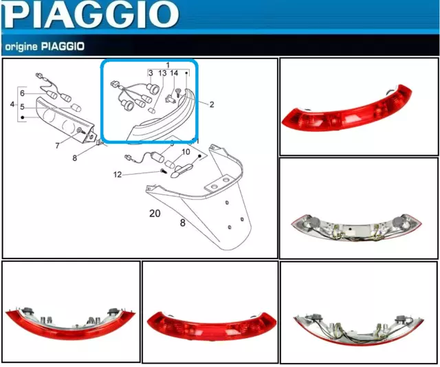 FEU ARRIERE PIAGGIO X8 X EVO XEVO NEUF d' ORGINE
