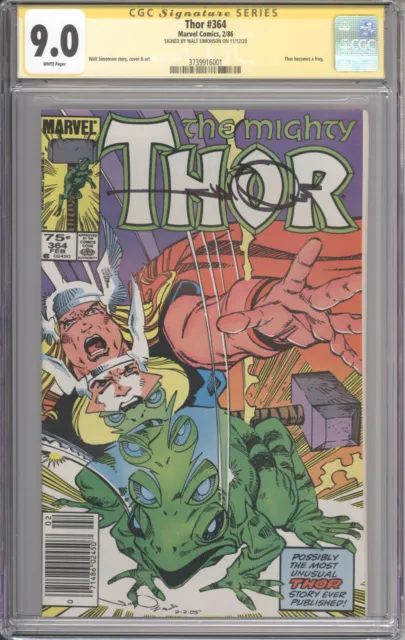 Mighty Thor #364 CGC 9.0 SS SIGNED Walt Simonson - 1st Puddlegulp (Frog / Throg)