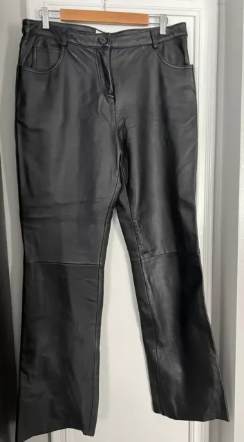 Neiman Marcus Exclusive 100% Leather Pants Black Size 14
