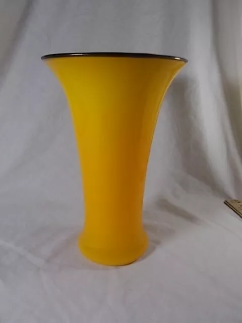 Czech Tango Yellow Art Glass Vase, Kralik or Loetz, 9 5/8" Tall