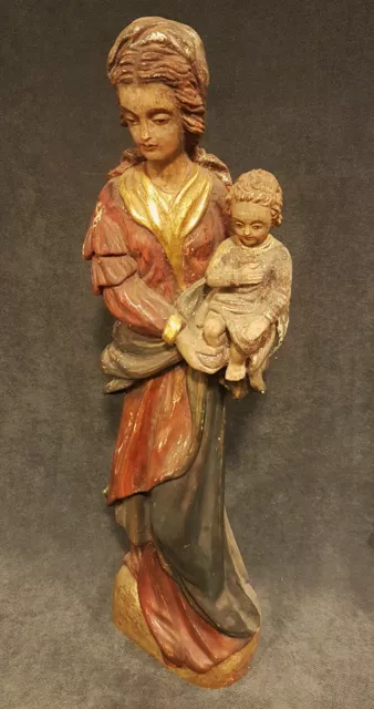 Maria mit Kind Heiligenfigur Moadonna aus Holz handarbeit aus dem 19.Jh.