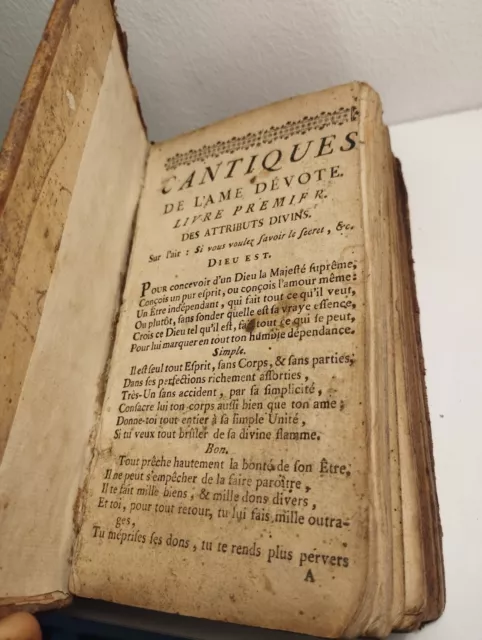 Livre Ancien Du XVIII Ème Cantique De L'âme Dévote... Paris 1759