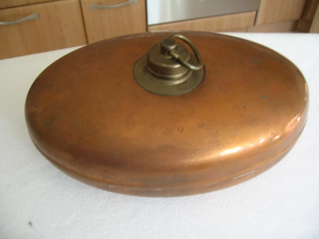 Antike Wärmflasche Reinkupfer Spezial, Bettpflasche Messingverschluß, perfekt.