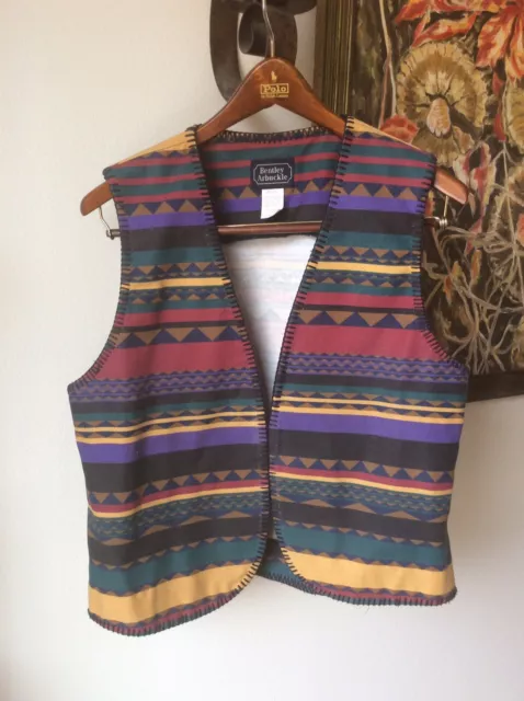 Vintage Bentley Arbuckle Vest M L 12 Western Southwest Serape Stripe Aztec Women