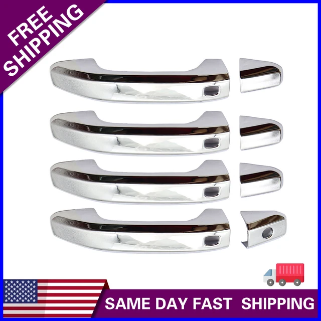 4X Chrome Door Handle Cover for 20 21 22 Chevy Tahoe Suburban W/Smart Key Hole