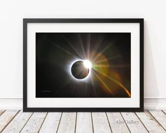 Sun Eclipse 2017, astrophotographie, bague en diamant, impression photo / photo bloc de bois 2