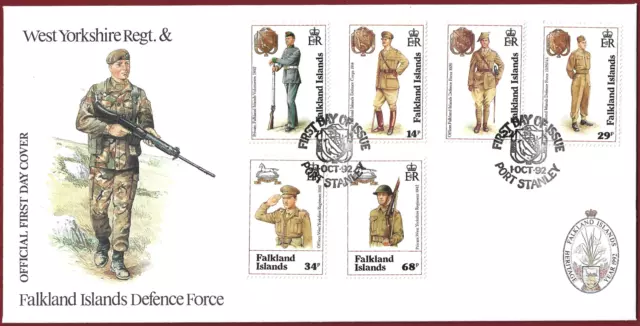 1992 West Yorkshire Regiment & Falkland Islands Defence Force FDC + Enclosure