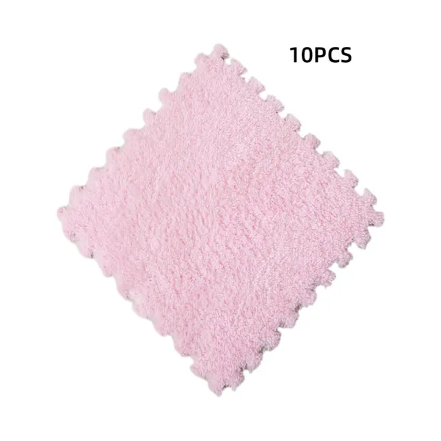 10pcs Thickened Plush Foam Interlocking Floor Mat Anti-Slip Fluffy SquareCB 3