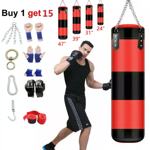 Heavy Boxing Punching Bag Training Gloves Speed Set Kicking MMA Workout Kick Bag