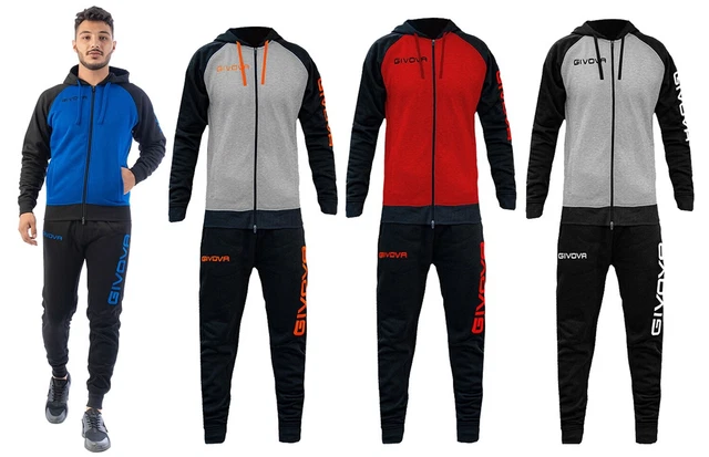 Tuta Uomo Donna Givova Invernale Sport Giacca Zip Con Cappuccio Felpata Sportiva