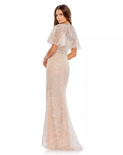 Mac Duggal 20368 Embellished Neck Butterfly Sleeve Trumpet Gown Blush Sz 16 NWT