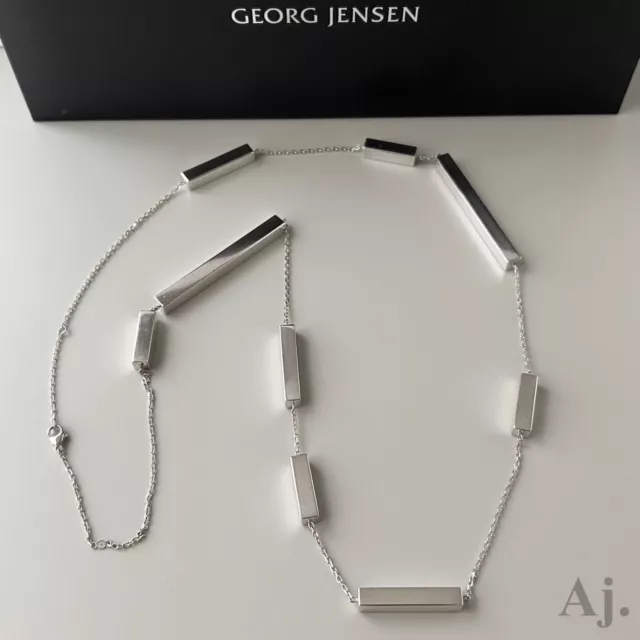 Georg Jensen Sterling Silver Necklace Aria Slim Bar w/ Case SUPER RARE USED