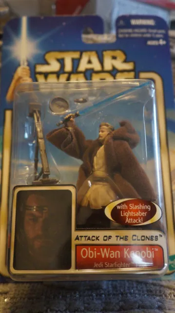 2002 Hasbro Star Wars Attack of The Clones Obi-Wan Kenobi Jedi Starfighter Pilot