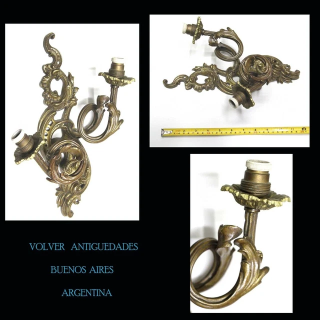 Apliques antiguos interesantes de latón / bronce francés 1