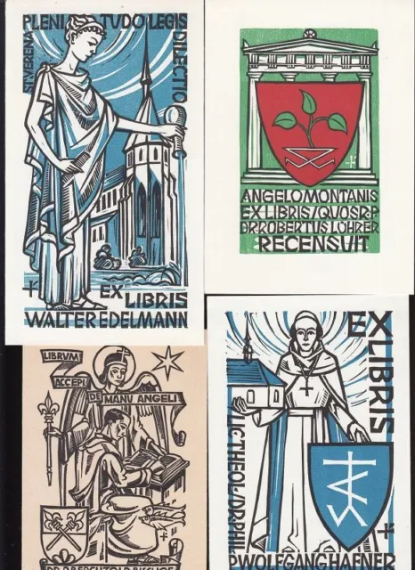 4 Exlibris Bookplate Hochdrucke Theodor Rutishauser 1911-1991 Konvolut Lot 2