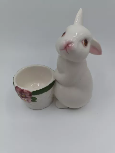 Vintage 1980 AVON Ceramic Bunny Rabbit Candle Votive Holder EASTER Spring