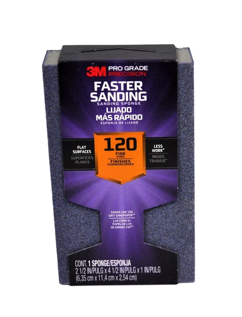 3M Pro Grade Precision 120 Grit Faster Sanding Block Sponge