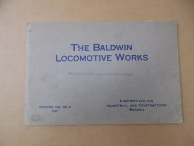 1925 Baldwin Locomotive Works Catalog Record 86-A Industrial Vintage Original
